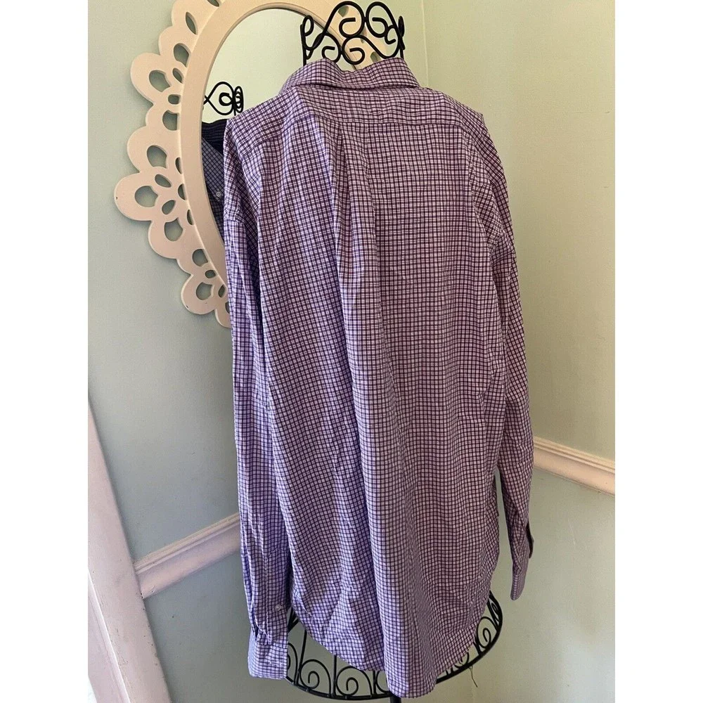 Ralph Lauren Polo‎ PerformanceLong Sleeve Purple White Check Shirt size XL/TG
